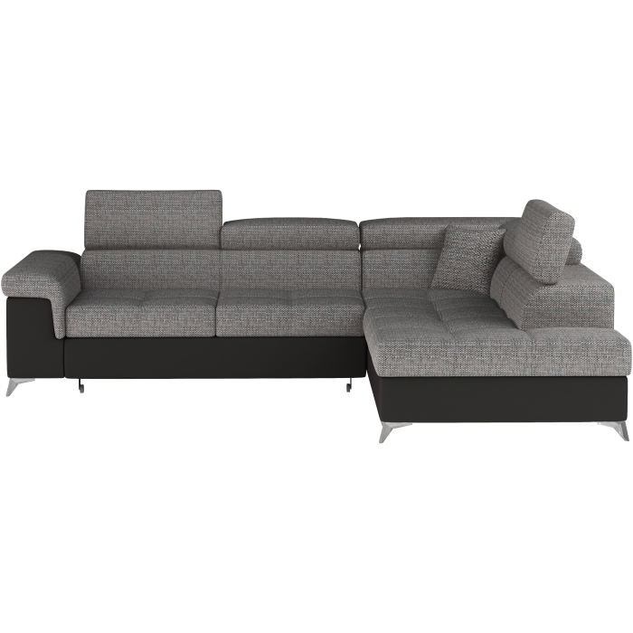 Canapé d’angle convertible PALAZZO 4 places gris et noir – angle droit avec 1 coussin 