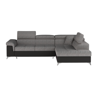 Canapé d’angle convertible PALAZZO 4 places gris et noir – angle droit avec 1 coussin 