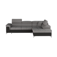 Canapé d’angle convertible PALAZZO 4 places gris et noir – angle droit avec 1 coussin 