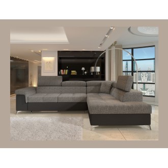 Canapé d’angle convertible PALAZZO 4 places gris et noir – angle droit avec 1 coussin 