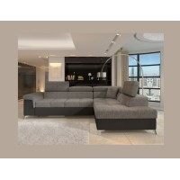 Canapé d’angle convertible PALAZZO 4 places gris et noir – angle droit avec 1 coussin 
