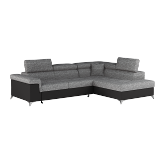 Canapé d’angle convertible PALAZZO 4 places gris et noir – angle droit avec 1 coussin 