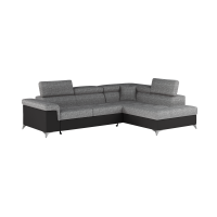 Canapé d’angle convertible PALAZZO 4 places gris et noir – angle droit avec 1 coussin 