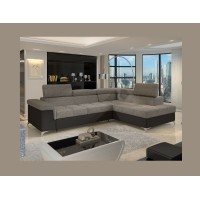 Canapé d’angle convertible PALAZZO 4 places gris et noir – angle droit avec 1 coussin 