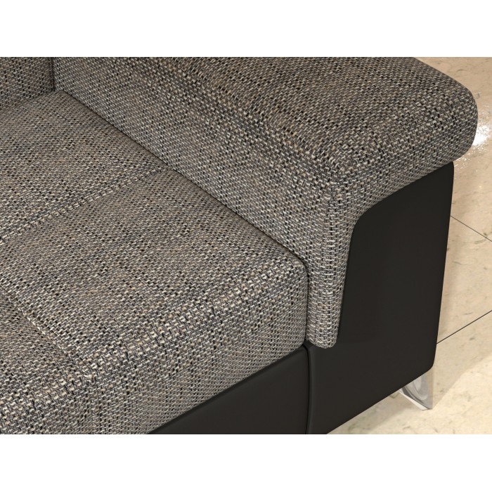 Canapé d’angle convertible PALAZZO 4 places gris et noir – angle droit avec 1 coussin 
