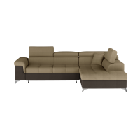 Canapé d’angle convertible PALAZZO 4 places marron clair et foncé – angle droit avec 1 coussin 