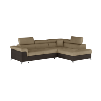 Canapé d’angle convertible PALAZZO 4 places marron clair et foncé – angle droit avec 1 coussin 