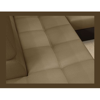 Canapé d’angle convertible PALAZZO 4 places marron clair et foncé – angle droit avec 1 coussin 
