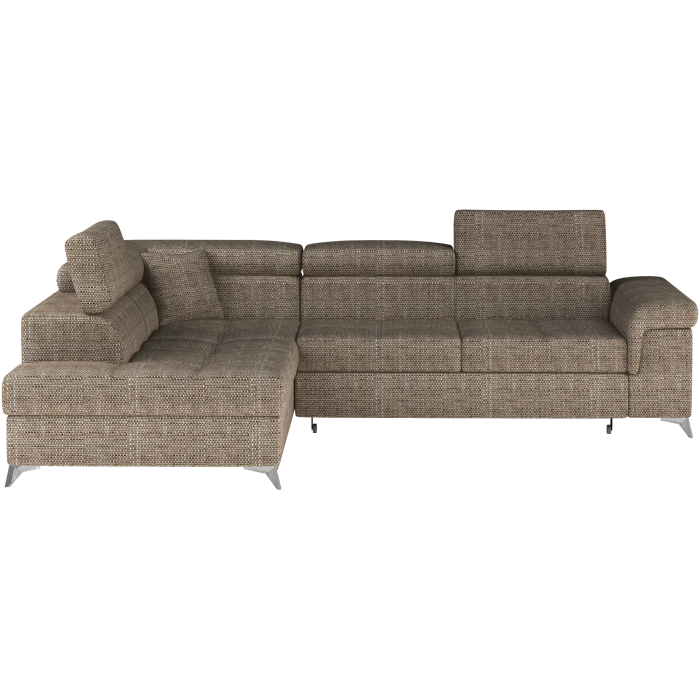 Canapé d’angle convertible PALAZZO 4 places beige – angle gauche avec 1 coussin 