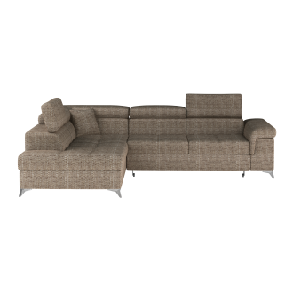 Canapé d’angle convertible PALAZZO 4 places beige – angle gauche avec 1 coussin 