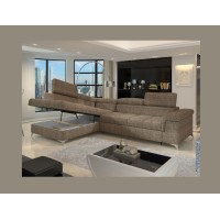Canapé d’angle convertible PALAZZO 4 places beige – angle gauche avec 1 coussin 