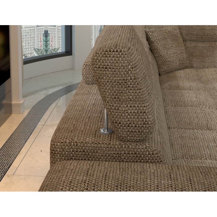Canapé d’angle convertible PALAZZO 4 places beige – angle gauche avec 1 coussin 