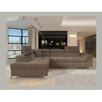 Canapé d’angle convertible PALAZZO 4 places beige – angle gauche avec 1 coussin 