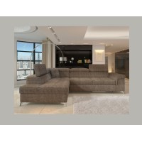 Canapé d’angle convertible PALAZZO 4 places beige – angle gauche avec 1 coussin 