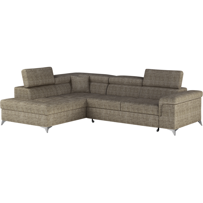 Canapé d’angle convertible PALAZZO 4 places beige – angle gauche avec 1 coussin 