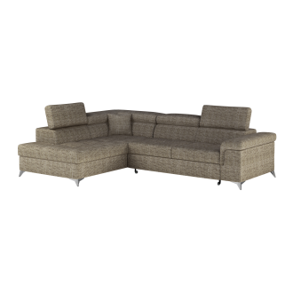 Canapé d’angle convertible PALAZZO 4 places beige – angle gauche avec 1 coussin 