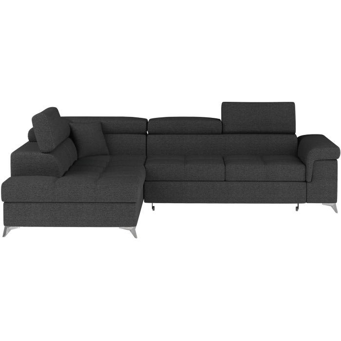 Canapé d’angle convertible PALAZZO 4 places gris foncé – angle gauche avec 1 coussin 