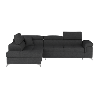 Canapé d’angle convertible PALAZZO 4 places gris foncé – angle gauche avec 1 coussin 