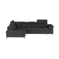 Canapé d’angle convertible PALAZZO 4 places gris foncé – angle gauche avec 1 coussin 