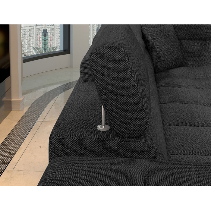 Canapé d’angle convertible PALAZZO 4 places gris foncé – angle gauche avec 1 coussin 