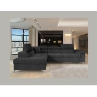Canapé d’angle convertible PALAZZO 4 places gris foncé – angle gauche avec 1 coussin 