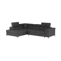 Canapé d’angle convertible PALAZZO 4 places gris foncé – angle gauche avec 1 coussin 