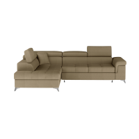 Canapé d’angle convertible PALAZZO 4 places marron – angle gauche avec 1 coussin 