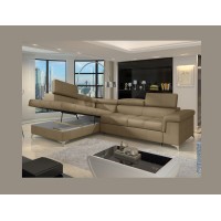 Canapé d’angle convertible PALAZZO 4 places marron – angle gauche avec 1 coussin 