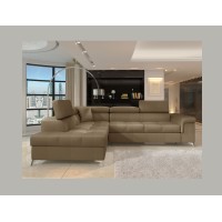 Canapé d’angle convertible PALAZZO 4 places marron – angle gauche avec 1 coussin 