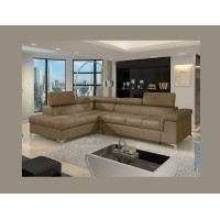 Canapé d’angle convertible PALAZZO 4 places marron – angle gauche avec 1 coussin 