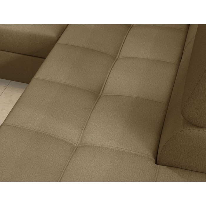 Canapé d’angle convertible PALAZZO 4 places marron – angle gauche avec 1 coussin 