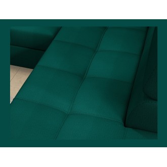 Canapé d’angle convertible PALAZZO 4 places vert foncé – angle gauche avec 1 coussin 