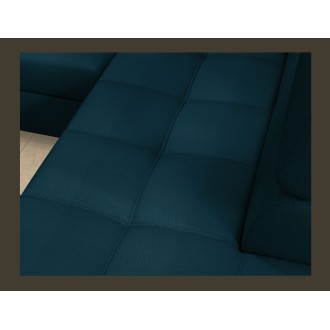 Canapé d’angle convertible PALAZZO 4 places bleu foncé – angle gauche avec 1 coussin 