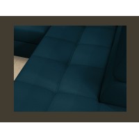 Canapé d’angle convertible PALAZZO 4 places bleu foncé – angle gauche avec 1 coussin 