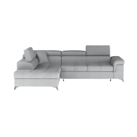 Canapé d’angle convertible PALAZZO 4 places gris clair – angle gauche avec 1 coussin 