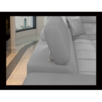 Canapé d’angle convertible PALAZZO 4 places gris clair – angle gauche avec 1 coussin 