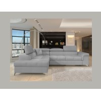 Canapé d’angle convertible PALAZZO 4 places gris clair – angle gauche avec 1 coussin 