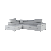 Canapé d’angle convertible PALAZZO 4 places gris clair – angle gauche avec 1 coussin 