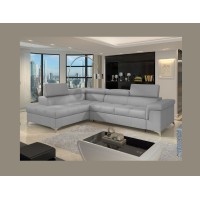 Canapé d’angle convertible PALAZZO 4 places gris clair – angle gauche avec 1 coussin 