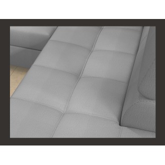 Canapé d’angle convertible PALAZZO 4 places gris clair – angle gauche avec 1 coussin 