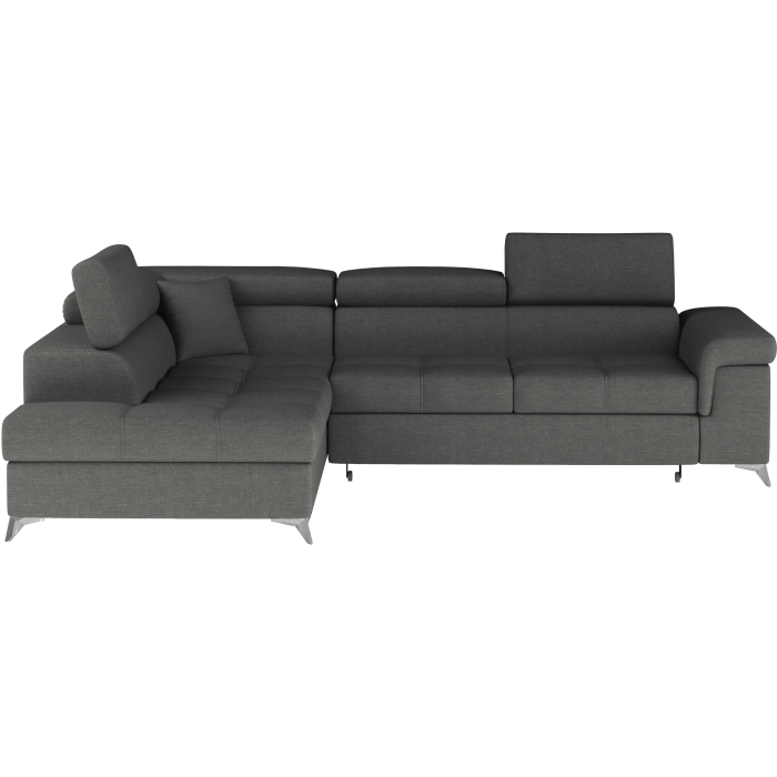 Canapé d’angle convertible PALAZZO 4 places gris foncé – angle gauche avec 1 coussin 
