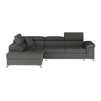 Canapé d’angle convertible PALAZZO 4 places gris foncé – angle gauche avec 1 coussin 