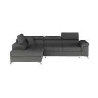 Canapé d’angle convertible PALAZZO 4 places gris foncé – angle gauche avec 1 coussin 