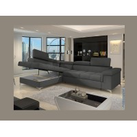 Canapé d’angle convertible PALAZZO 4 places gris foncé – angle gauche avec 1 coussin 