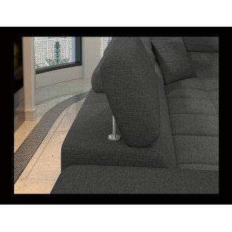 Canapé d’angle convertible PALAZZO 4 places gris foncé – angle gauche avec 1 coussin 