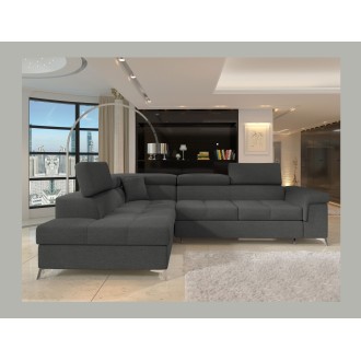 Canapé d’angle convertible PALAZZO 4 places gris foncé – angle gauche avec 1 coussin 