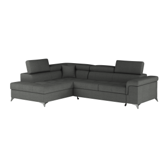 Canapé d’angle convertible PALAZZO 4 places gris foncé – angle gauche avec 1 coussin 