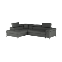 Canapé d’angle convertible PALAZZO 4 places gris foncé – angle gauche avec 1 coussin 
