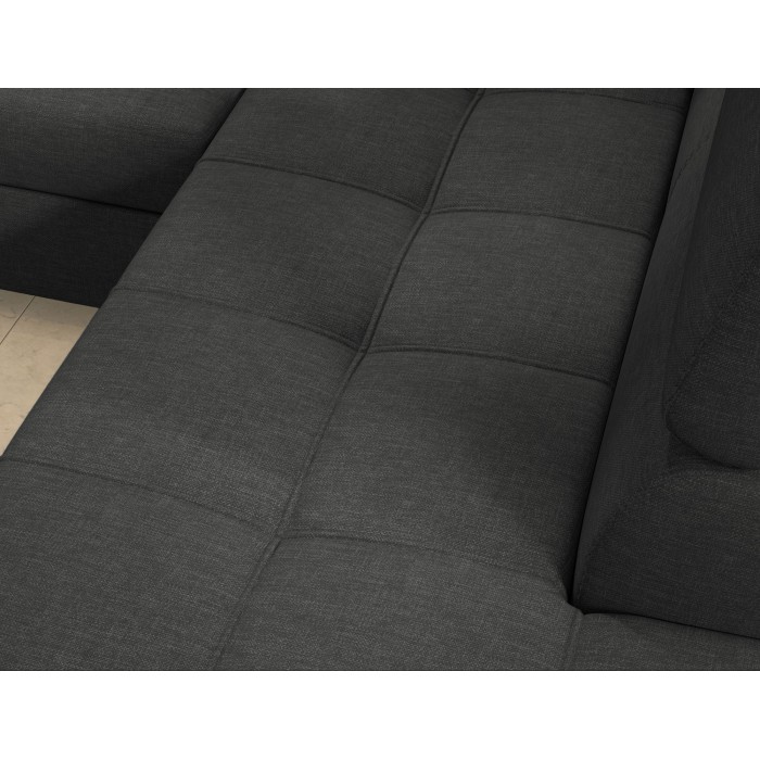 Canapé d’angle convertible PALAZZO 4 places gris foncé – angle gauche avec 1 coussin 