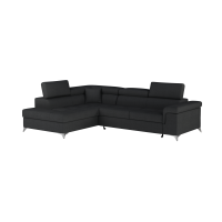 Canapé d’angle convertible PALAZZO 4 places noir – angle gauche avec 1 coussin 